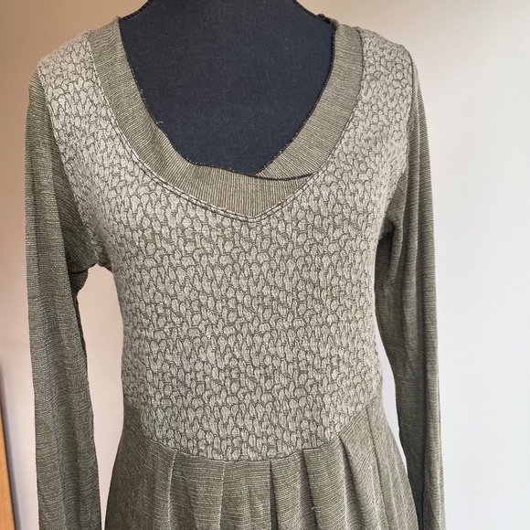 Baby Doll Army Green Light Weight Woll Swing Dress - Picture 6 of 11